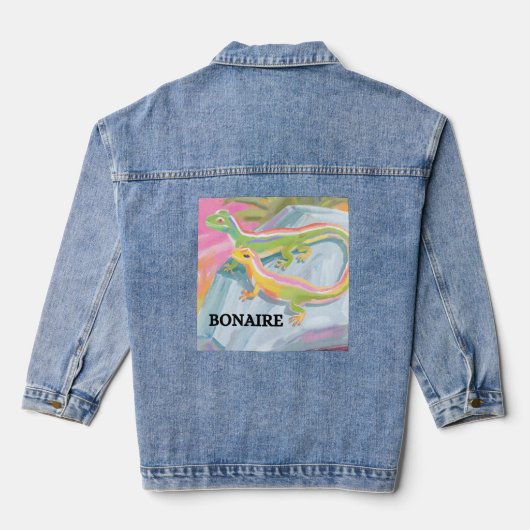 Bonaire gelukkige hagedissen denim jacket (Achterkant)
