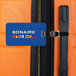 Bonaire Nautical Maritime Sailing Vlaggen donkere  Bagagelabel