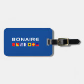 Bonaire Nautical Maritime Sailing Vlaggen donkere Bagagelabel (Voorkant horizontaal)