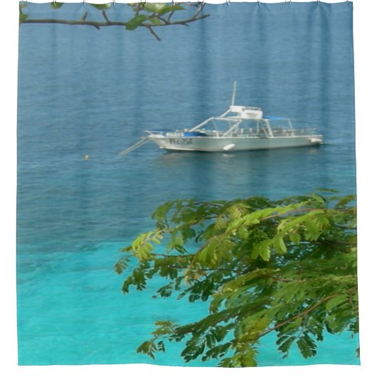 Bonaire Ocean Uitzicht met bootdouchegordijn Douchegordijn (Voorkant)