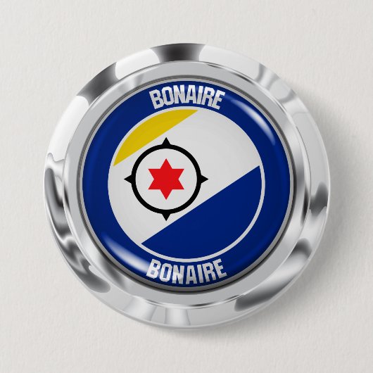 Bonaire Round Emblem Ronde Button 7,6 Cm (Voorkant)