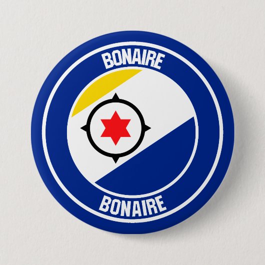 Bonaire Round Emblem Ronde Button 7,6 Cm (Voorkant)