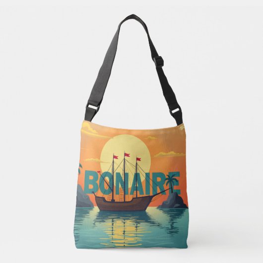 Bonaire sailing ship sunset Crossbody Tas (Voorkant)