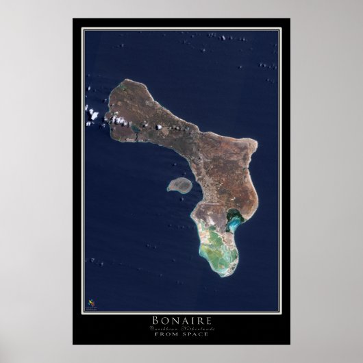 Bonaire Satellite Poster Map (Voorkant)