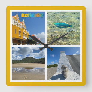 Bonaire Schilderachtig fotocollage Vierkante Klok