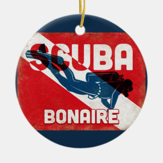 Bonaire Scuba Diver - Blue Retro Keramisch Ornament
