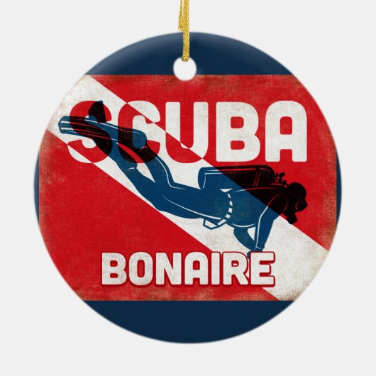 Bonaire Scuba Diver - Blue Retro Keramisch Ornament (Achterkant)
