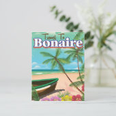 Bonaire vintage reisposter kunst. briefkaart (Staand voorkant)