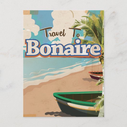 Bonaire vintage reisposter kunst. briefkaart (Voorkant)