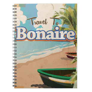 Bonaire vintage reisposter kunst. notitieboek