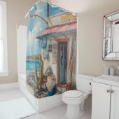 Bonaire vis hut douchegordijn (In situ)