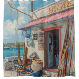 Bonaire vis hut douchegordijn