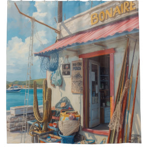 Bonaire vis hut douchegordijn