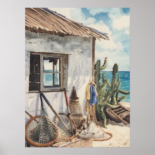 Bonaire vis hut poster (Voorkant)
