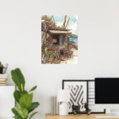 Bonaire vis hut poster (Thuiskantoor)