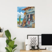 Bonaire vis hut poster (Thuiskantoor)