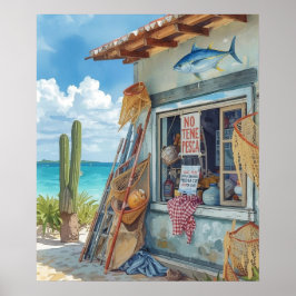 Bonaire vis hut poster