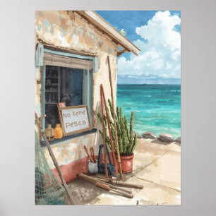Bonaire vis hut poster