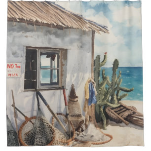 Bonaire visshack douchegordijn