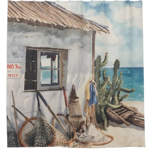 Bonaire visshack douchegordijn (Voorkant)