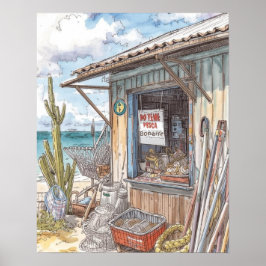Bonaire visshack uitverkocht poster