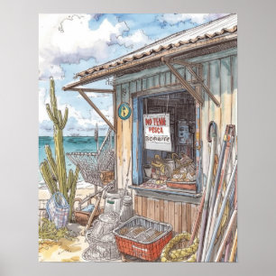 Bonaire visshack uitverkocht poster