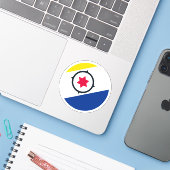 Bonaire Vlag Ronde Sticker (Laptop met iPhone)