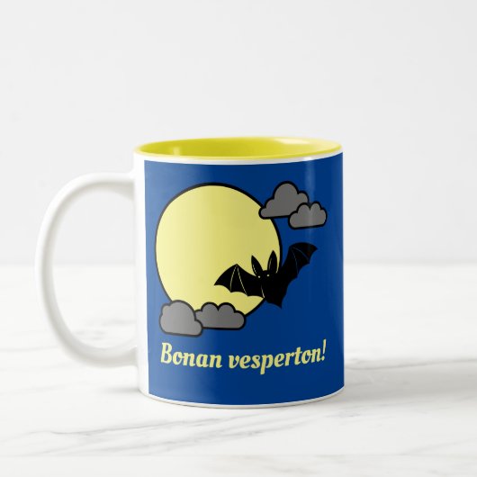 Bonan vesperton! tweekleurige koffiemok (Links)