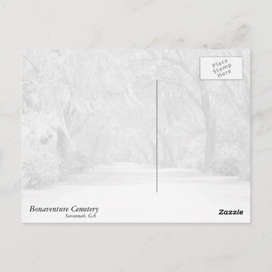 Bonaventure begraafplaats, Savannah GA Briefkaart (Achterkant)