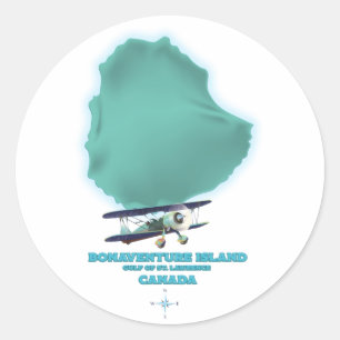 Bonaventure Island Canada kaart Ronde Sticker