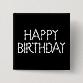 BonBon Party Happy Birthday Black & White Button (Voorkant)