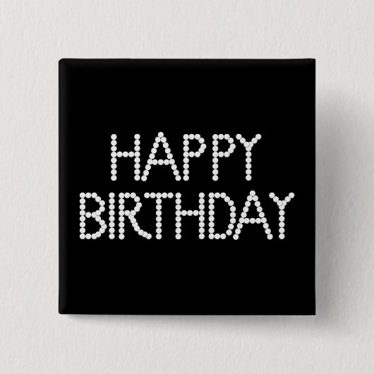BonBon Party Happy Birthday Black & White Button (Voorkant)