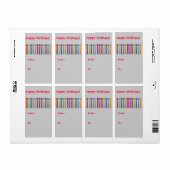 BonBon Party Happy Birthday Gift label kleurrijk (Full Sheet)