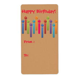 BonBon Party Happy Birthday Gift label kleurrijk