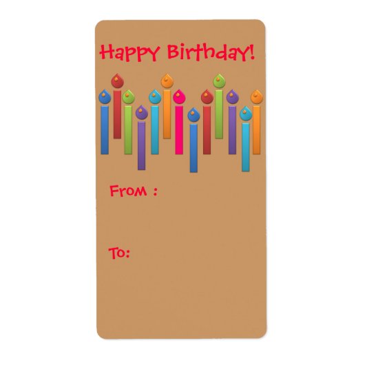 BonBon Party Happy Birthday Gift label kleurrijk (Voorkant)