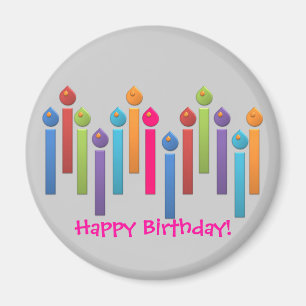 BonBon Party Happy Birthday kleurige kaarsen Magneet