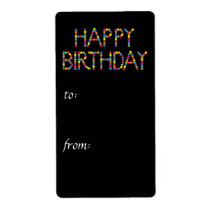 BonBon Party Rainbow Happy Birthday Gift Label