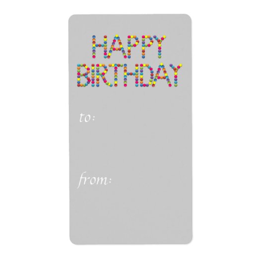 BonBon Party Rainbow Happy Birthday Gift Label (Voorkant)