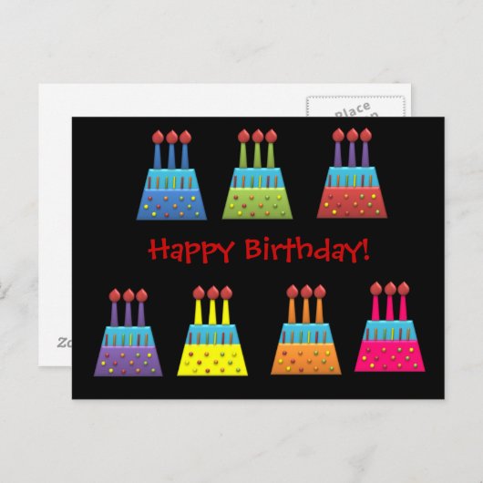 BonBon Party Rainbow verjaardagstaarten Briefkaart (Voorkant / Achterkant)