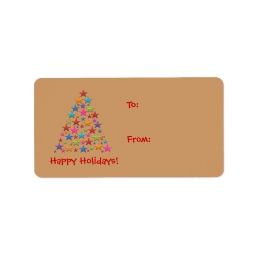 BonBon Rainbow Stars Kerstboom Gift Label (Voorkant)