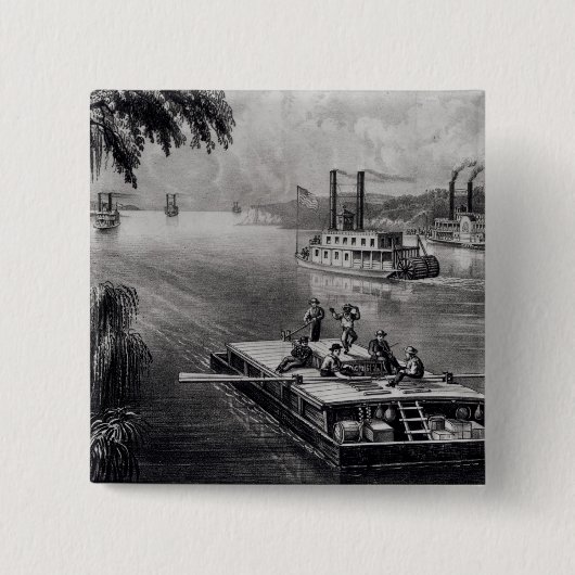 Bond door de rivier vierkante button 5,1 cm (Voorkant)