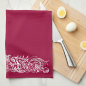 Bond Monsters White Print Kitchen Towel Theedoek (Quarter Fold)