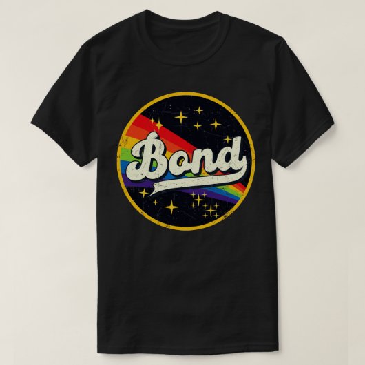 Bond regenboog in ruimte grunge stijl t-shirt (Design voorkant)