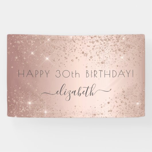 Bond roos goud glitter stofnaam glazuur spandoek (Horizontaal)