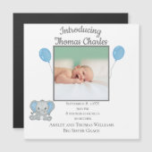 Bond Stats Boy Blue Elephant Baby kondiging (Voorkant / Achterkant)