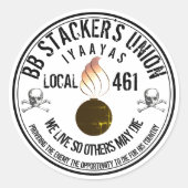 bond van zwarte stapelaars ronde sticker (Voorkant)