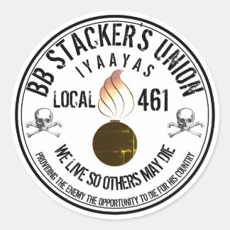 bond van zwarte stapelaars ronde sticker