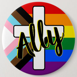 Bondgenoot en kruis met Progress Pride Flag Button