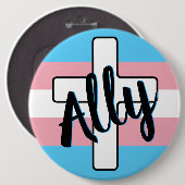 Bondgenoot en kruis met Trans Pride Flag Button (Voorkant /achterkant)