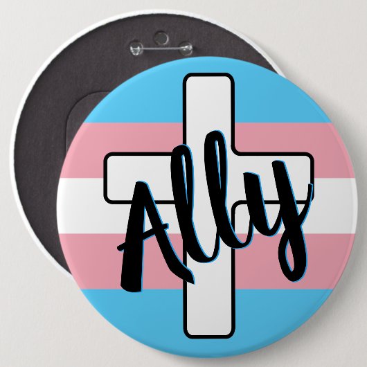 Bondgenoot en kruis met Trans Pride Flag Button (Voorkant /achterkant)